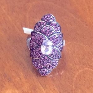Pink Kunzite Rhodium Over Sterling Silver Ring 3.70ctw SIZE 7